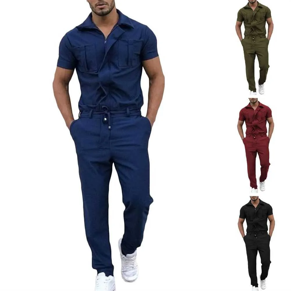 Alnthemen Mężczyźni Romper Kombinezon Streetwear Casual Playsuit Spodnie Vintage Solidne Mężczyźni Kombinezony Kombinezon Spodnie Mężczyźni Dres Cotton X0610