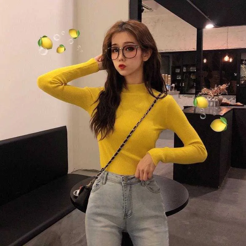 Bonjean Winter Female Knitted Jumper turtleneck Tops Pullovers Casual Sweaters Women Shirt Long Sleeve Tight Sweater Girls 210812
