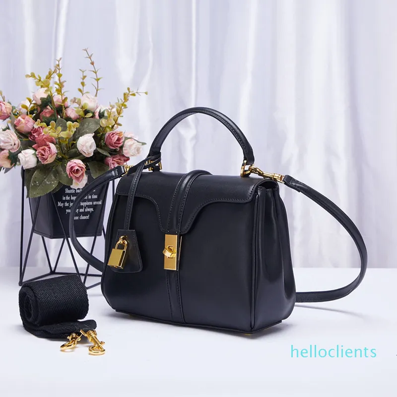 Trendy nieuwe stijl 16 tas kleine originele handtas messing slot klep verwijderbare schouderband dames schoudertas messenger tas ce18626263x