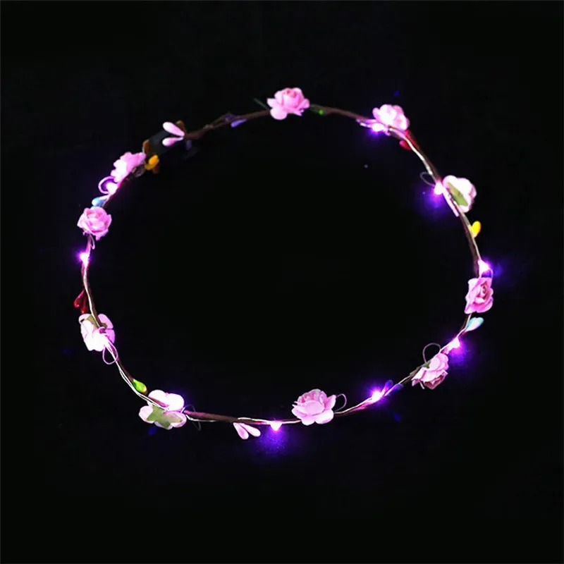 LED-hoofdbandverlichting Glow strings Bloemkroon Hoofdbanden Oplichtende haarkrans Haarband Slingers Dames Kerstfeestkransen5131531