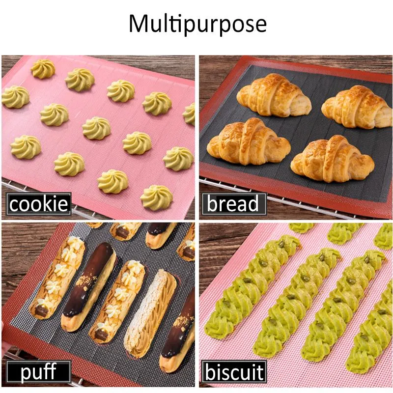 Rolling Pins & Pastry Boards Silicone Mat 18 Eclair Non Stick Puff Perforated Liner Pad Macaron Cookie Bread Mold For Baking Tools251H