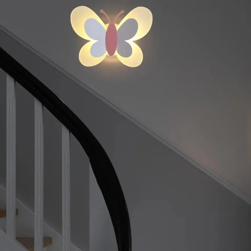 壁のランプ導かれているスコンセランプバタフライウォームライトウォールマウントミニマリスト照明器具ホームロフト屋内階段の装飾2540