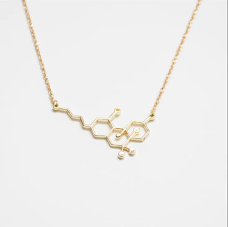 Pendant 10st Gold Sier Simple Molecule Molecular Structure Hormon Element Necklace Science DNA Dopamine Halsband Jhey9 Vxbzf262n