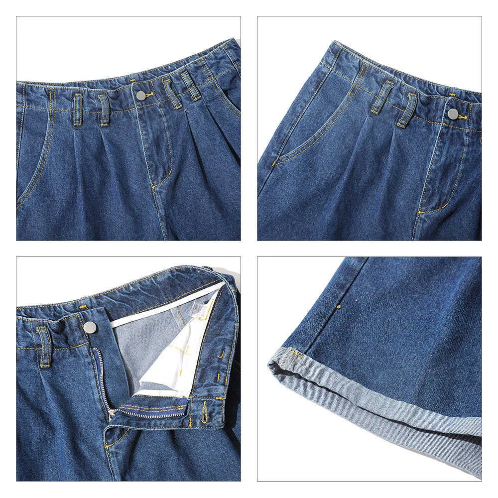 Jean Shorts Kobieta wysoka talia Plus Blue Streetwear Denim Shorts Woman Fashion Casual Vintage Summer Denim Shorts 210702