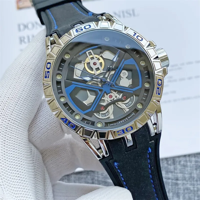 Branded Roger D 46mm herenhorloge quartz batterij silicagel band 8 kleuren mode horloges RD0912302B