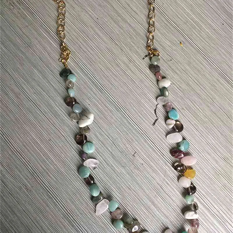 Collier Long de perles en pierre naturelle ethnique bohème multicouche, bijoux pour femmes, pendentif, bijoux boho