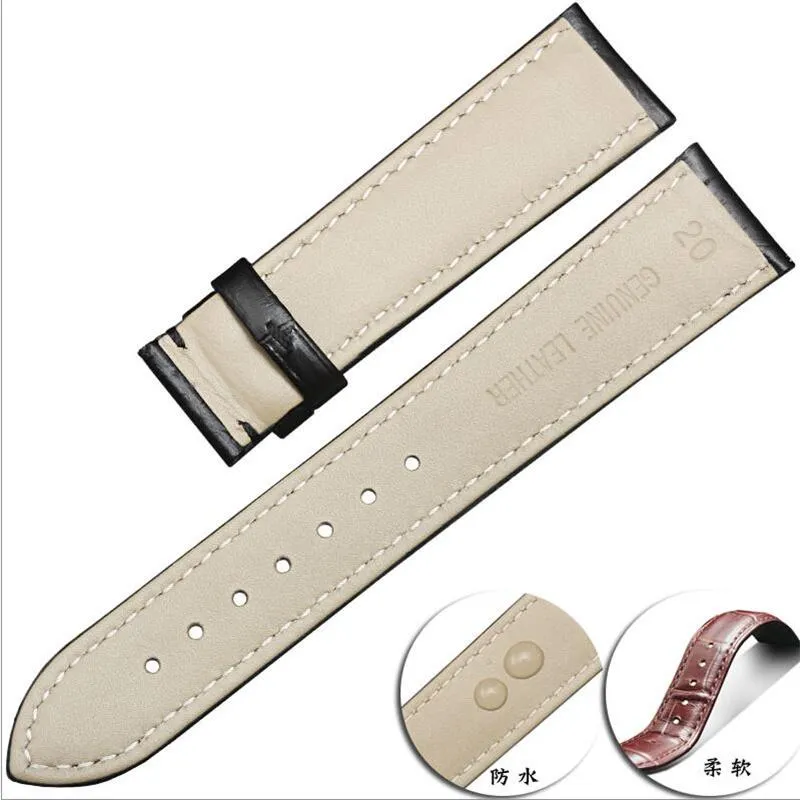 Watch Bands Smooth Genuine Leather Strap 17 19 20 21mm Blue Brown Black Calfskin Watchband For RX Date-just GMT CROWN Logo266D