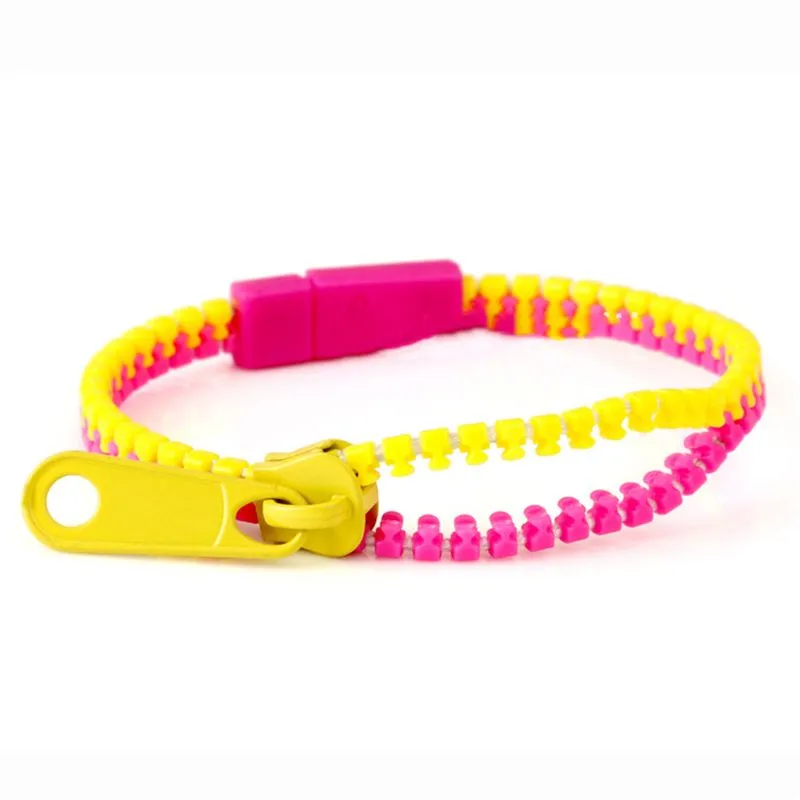 New Zip Bracelet Wristband Dual Zipper Bracelet Fluorescent Neon Creative bracelet for women