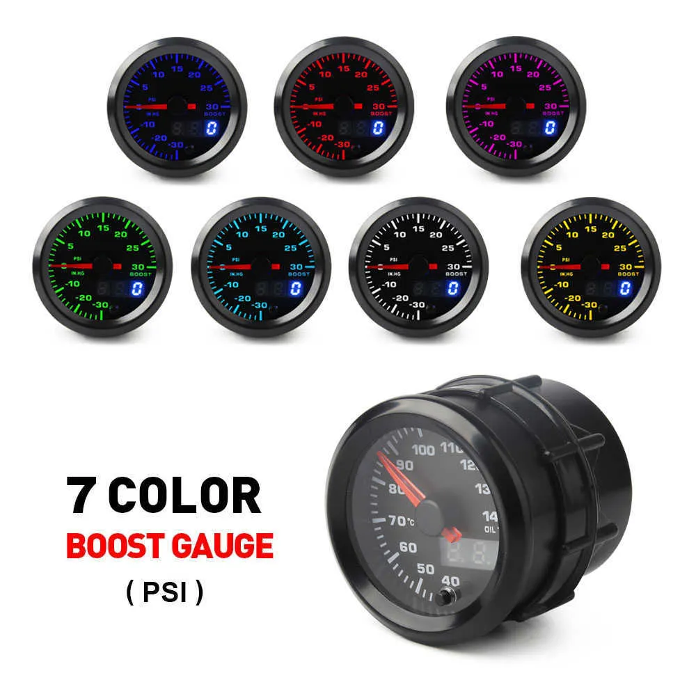 2quot 52mm 7 renk LED Çift Ekran Boost Su Yağı Sıcaklık Yağı Basınç Voltmetre Hava Oranı EGT Takometre Araç Göstergesi CAR5330739