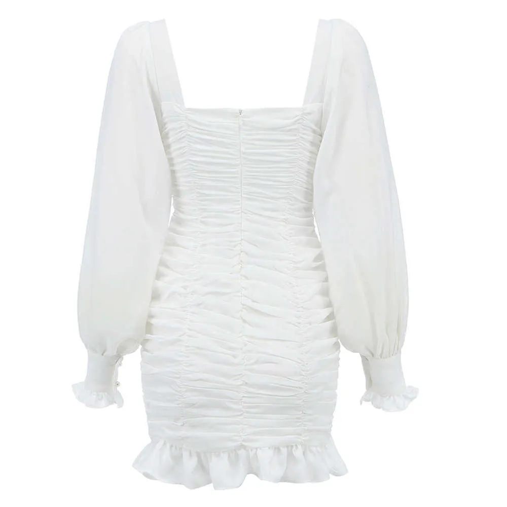 Ocsstrade Длинное платье для вечеринки по прибытии Элегантное белое bodycon Женщины летний квадрат день рождения mini 210527