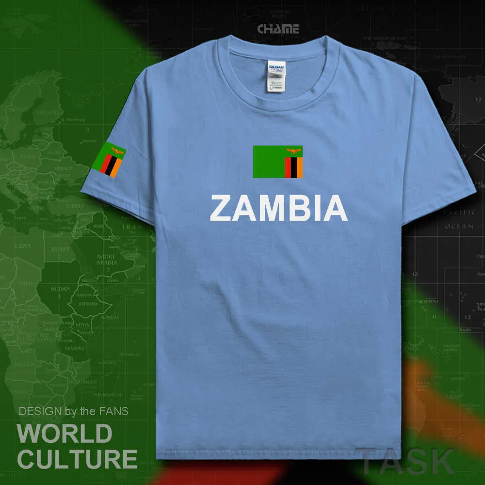 República da Zâmbia Zâmbia Mens Camisetas Jersey Nação Equipe Nação 100 Casques de Cotton Camise