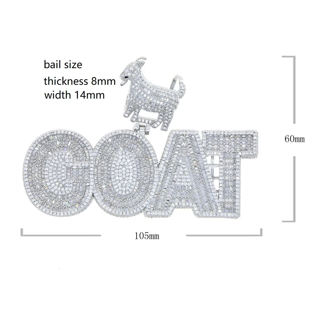 Iced Out Bling Hip Hop Men Jewelry Full Baguette CZ CZ Bail 5A Zirconia CZ Goat Pendants Netclace267n