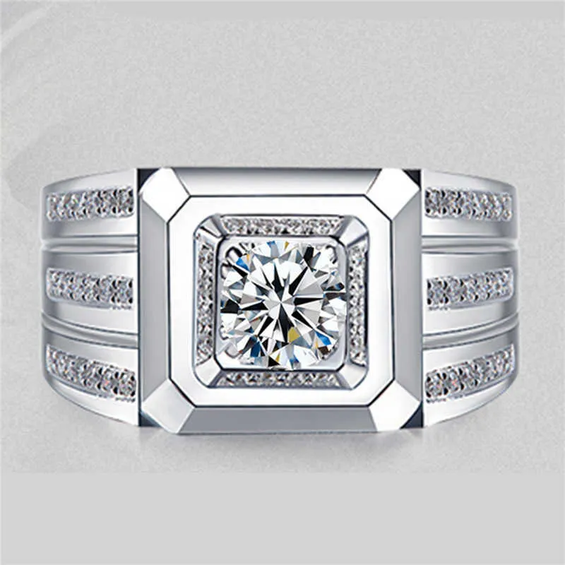 Мужские кольца Кристалл Ювелирные Изделия Мужское Кольцо Мода Свадебный кластер для женских полосных стилей