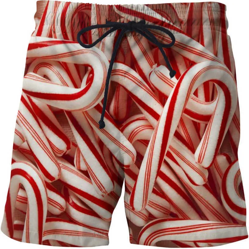 Mode saucisse fête alimentaire tous les shorts pour hommes imprimés style de rue neutre taille élastique Shorts plage d'été 210714