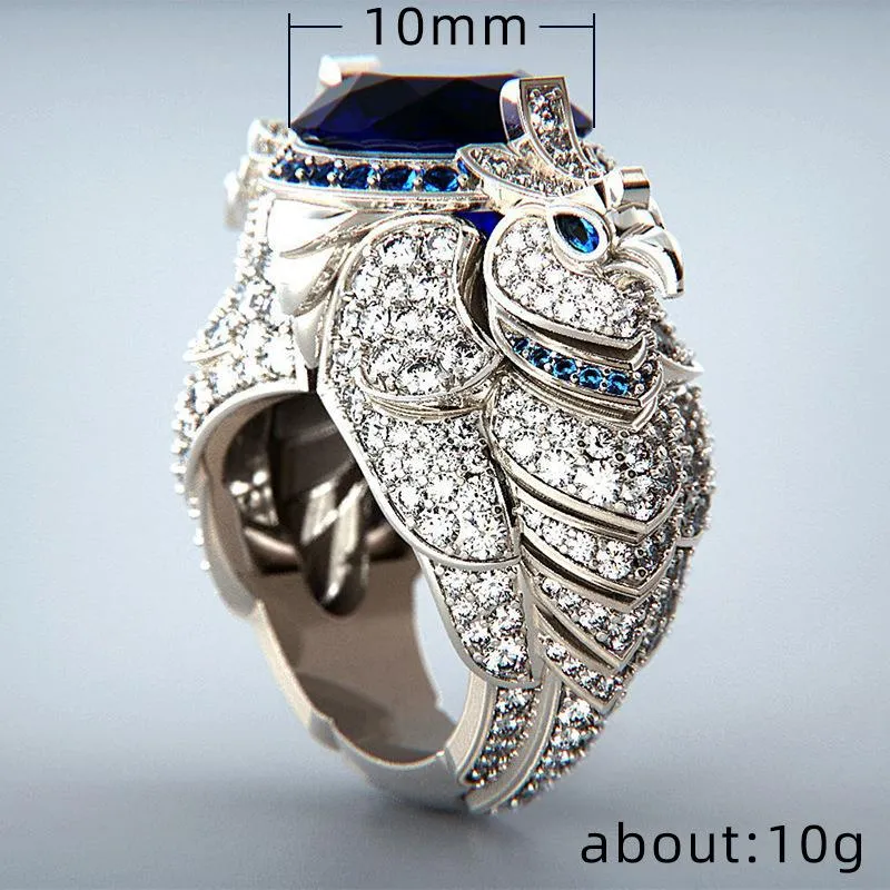 Fashion Creative Blue CZ Stone Parrot Ring Micro Paled Rhinestones Bird for Women Punk Party Gothic Jewelry Gift G5C329 Cluster Ri223y