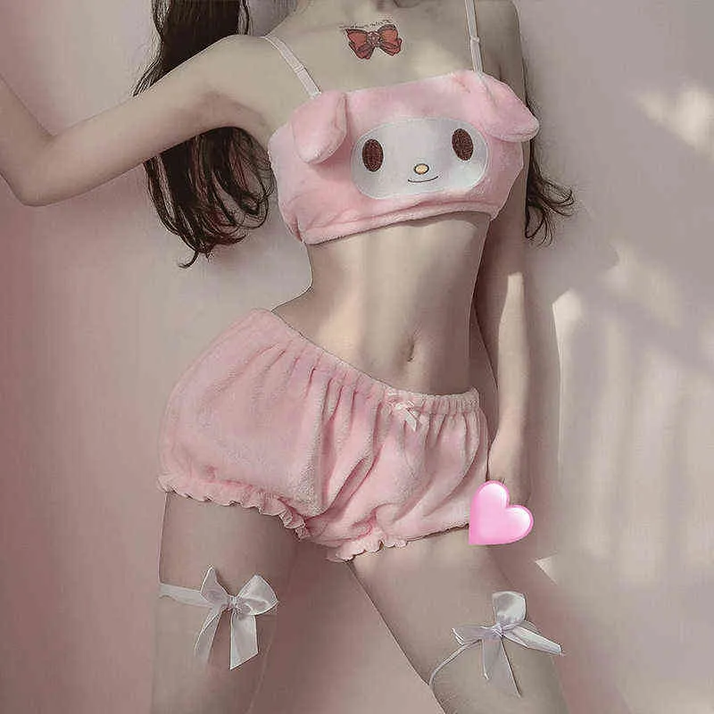 NXY ensemble sexy fille douce japonaise grandes oreilles cannelle chien tube haut coeur sous-vêtements mignon lolita peluche mélodie soutien-gorge ensemble kawaii lingerie slips 1129