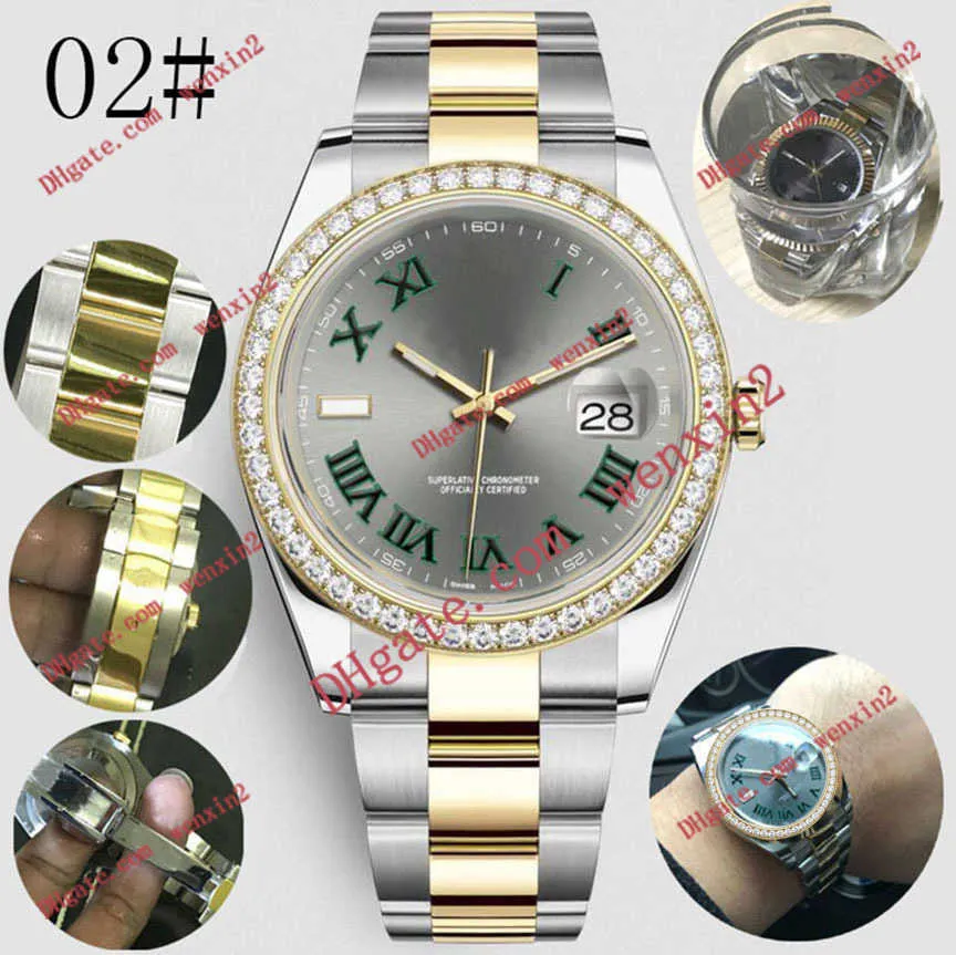 Reloj para hombre con diamantes pequeños a prueba de agua Números de Roma Mechanica automática 41 mm Calidad Bisel de acero inoxidable Deportes súper luminosos Sty1815
