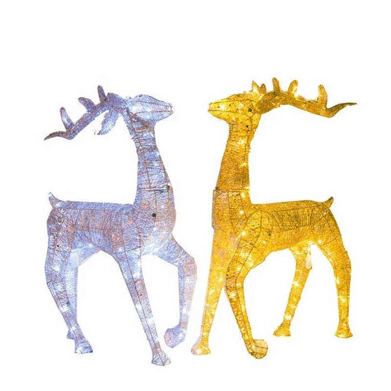 40cm Julhjort Varnament Ornament Gold Reindeer Sleigh Juldekorationer för Hem Xmas Gåvor År Party Decor Noel 211104
