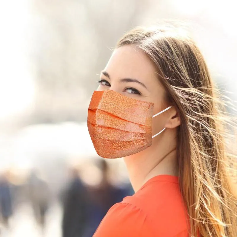 Andere Event Party Supplies 50 Stück Einweg-Gesichtsmasken Erwachsene Glitzer Mund-Nasen-Schutz Multifunktionstuch Atmungsaktiv 3-Lay2575