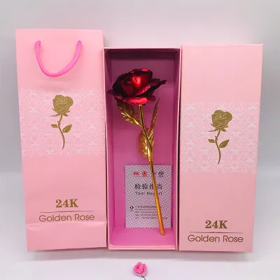 Decorazioni natalizie Placcato in lamina d'oro Rosa lampeggiante Fiore Decorazioni matrimoni dorati Compleanno Regali San Valentino Regali la mamma