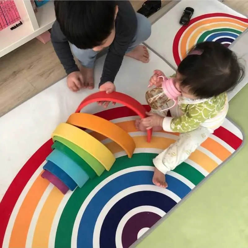 2 stks Kinderkamer Rainbow Carpet Crawling Pad Antislip Baby Play Mat Game Rug Kinderen HOOM Nursery Decor 210724
