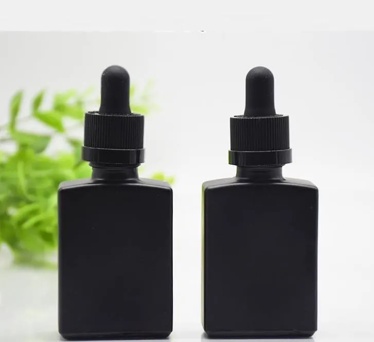 Bottiglie contagocce di reagente liquido in vetro smerigliato nero da 30 ml Bottiglia di profumo di olio essenziale quadrato Oli di fumo e liquidi Fiale SN441