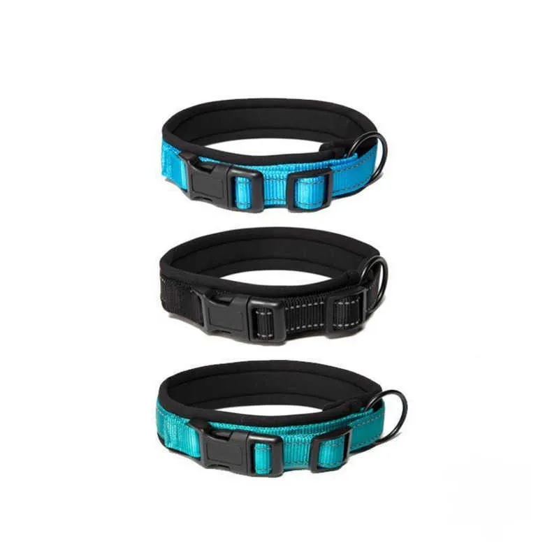 Nylon Hundehalsband Mode Reflektierende Neopren Haustierhalsbänder für kleine große Hunde Deutscher Schäferhund Outdoor Walking Hundeleinenhalsband 210729