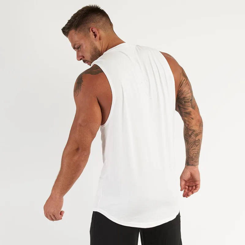 Running Vest Gym Tank Top Bodybuilding Fitness Men Cotton Workout Singlets Plus Size O-Neck Sporting Muscle Sleeveless Shirt 210421