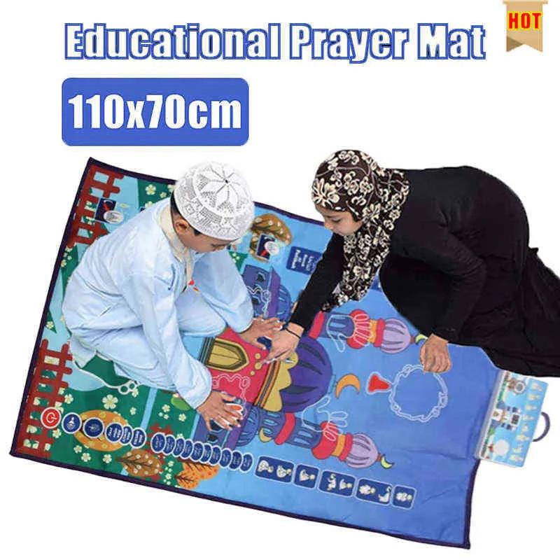 Chegada Crianças Tapete de Oração Tapete Muçulmano Adoração Eletrônica Salat Musallah Tapete de Oração Tapete de Oração Cobertor Digital Speaker 211204273A