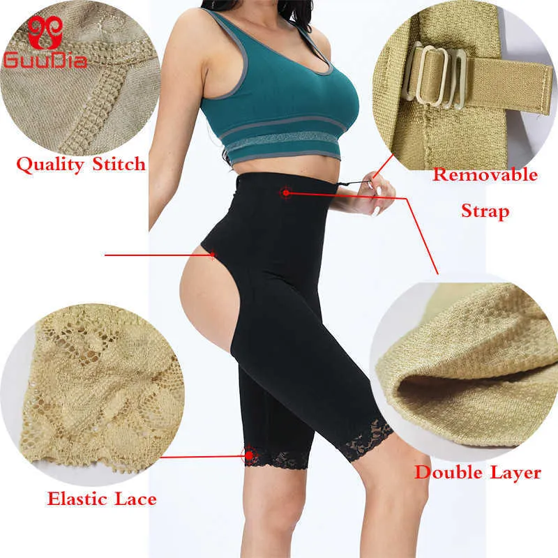 GUUDIA Womens Tummy Seamless Hi-Waist Butt Lifter Shapewear Power Shorts Mutandine contenitive da allenatore in vita sexy