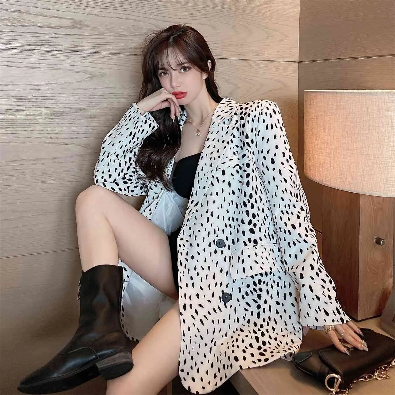 Spring Women Leopard Print Long Sleeve Blazer Vintage Womens Casual Fashion Outwear 210518