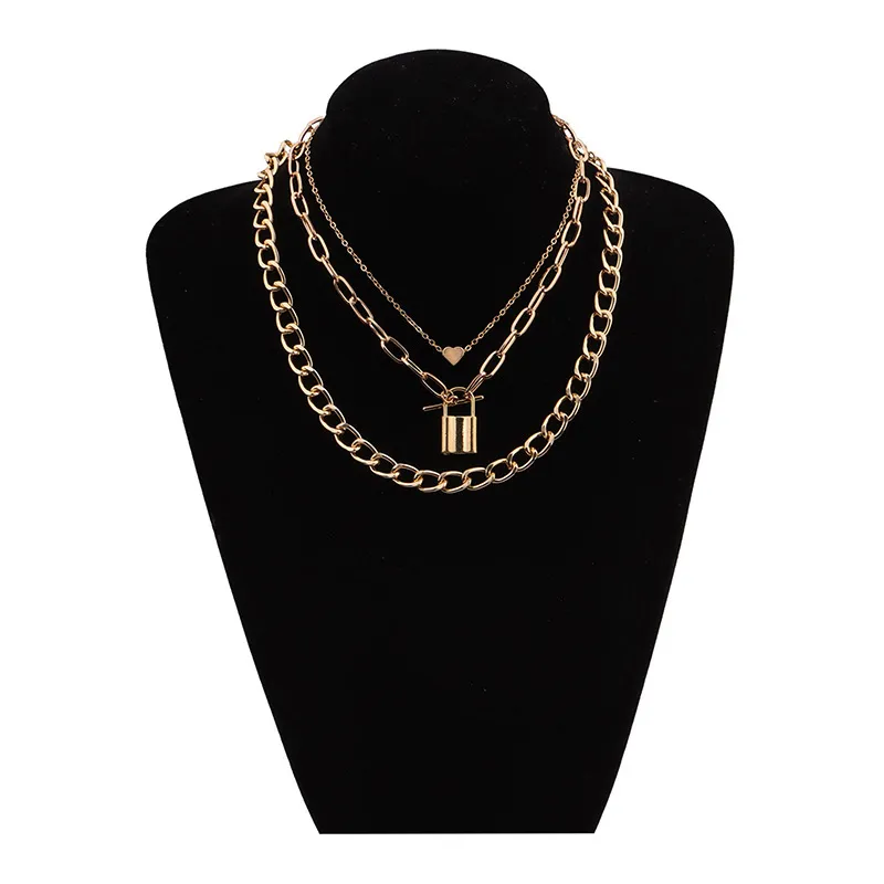 femmes pendentif colliers mode double pont chaînes personnalité collier tour de cou or et argent 2 couleurs