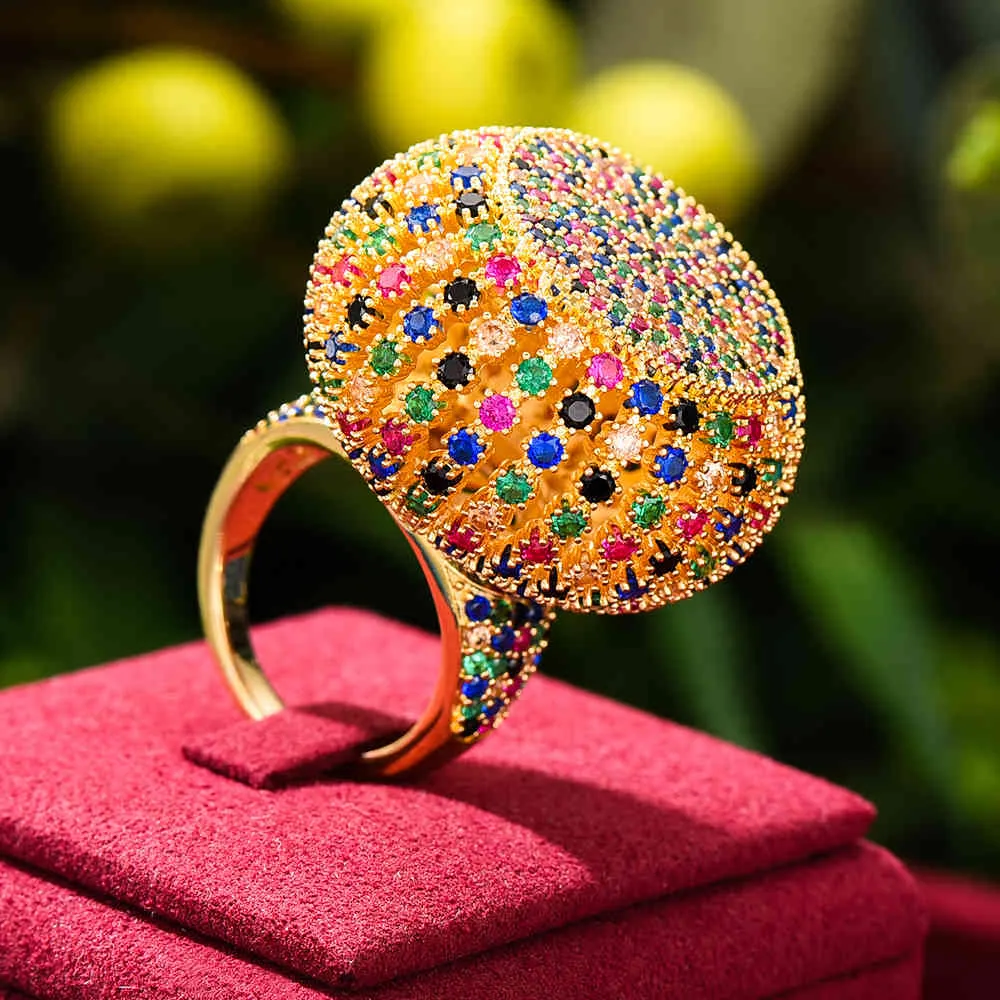 Missvikki luxe magnifique grands anneaux ronds pour les femmes de mariage cubique Zircon fiançailles dubaï Naija bague de mariée 2021