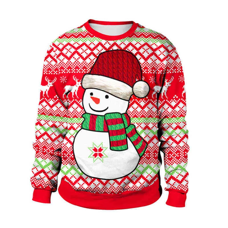 Brutto maglione natalizio pupazzo di neve regalo Babbo Natale renna Pullover Donna Uomo 3D Maglie e maglioni Top Autunno Inverno Abbigliamento Y1118