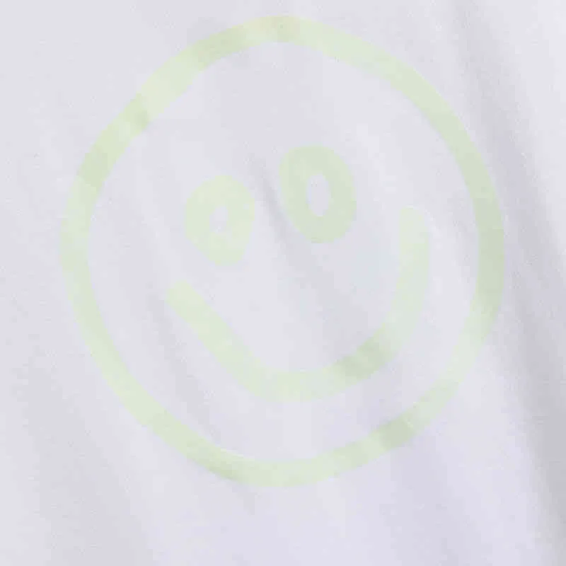 Дизайнер Balencaigass Luxurys Мужские футболки Paris 22ss Luminous Smiling Face Print Вышивая вышивка мужская и женская футболка с коротким рукавом негабаритный WF78