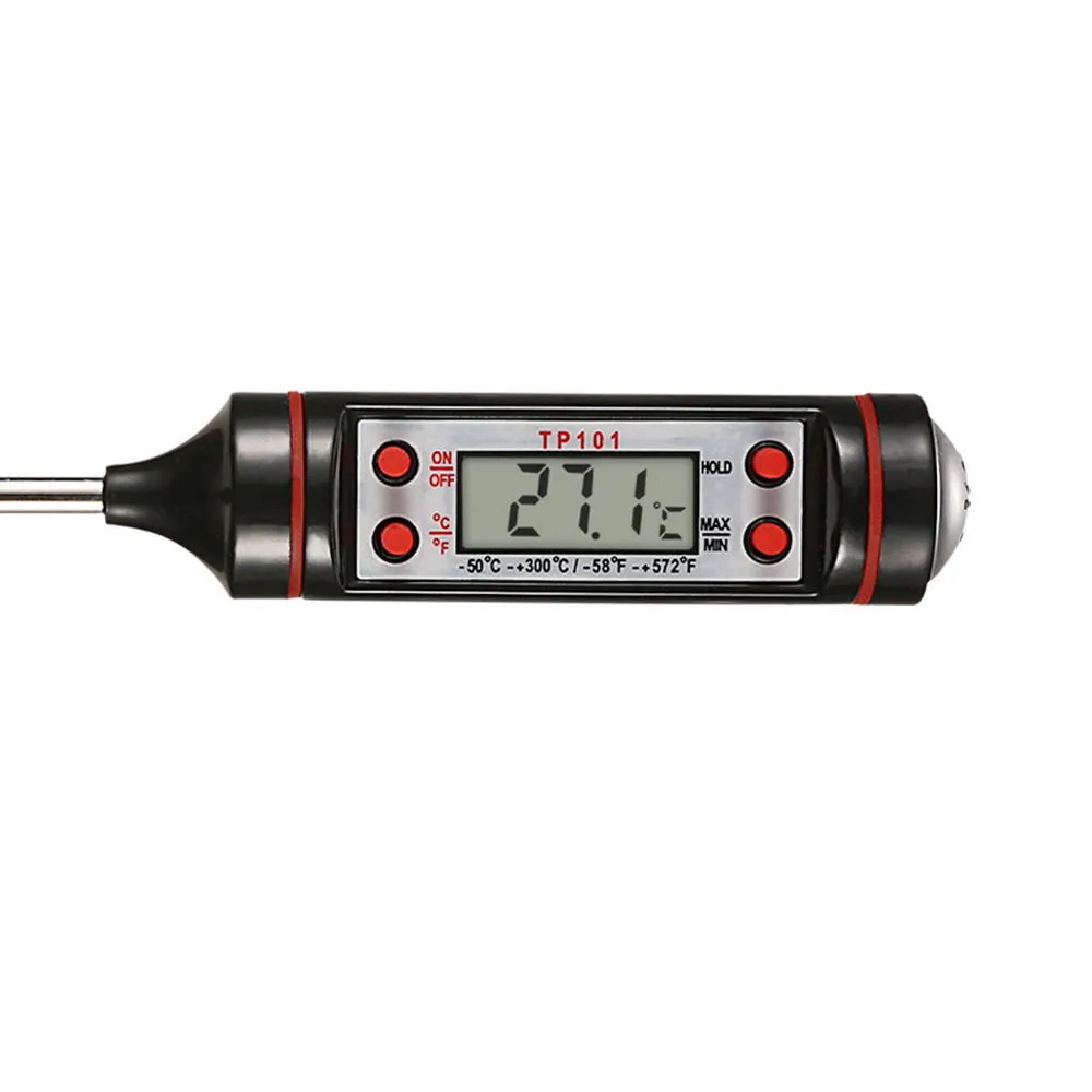 Digital Food Cooking Thermometer Probe Meat Household Hold Function Kitchen LCD Gauge Pen BBQ Grill Candy Steak Milk Water 4 Buttons