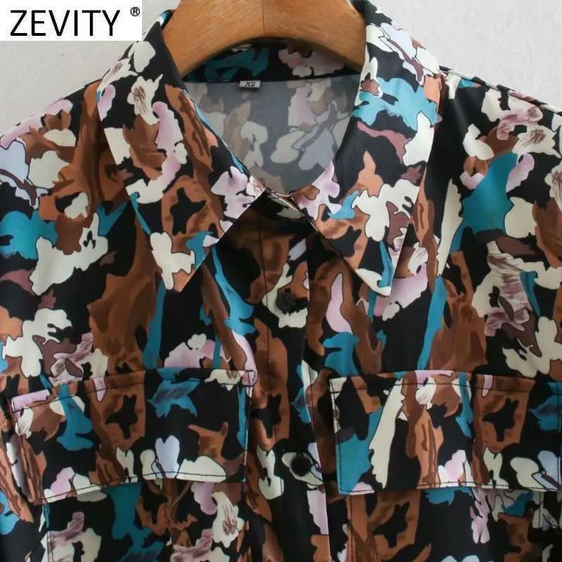 Zevity Women Vintage Abstract Graffiti Print Pocket Shirt Dress Femme Long Sleeve Bow Sashes Vestido Casual Chic Clothing DS4902 210603