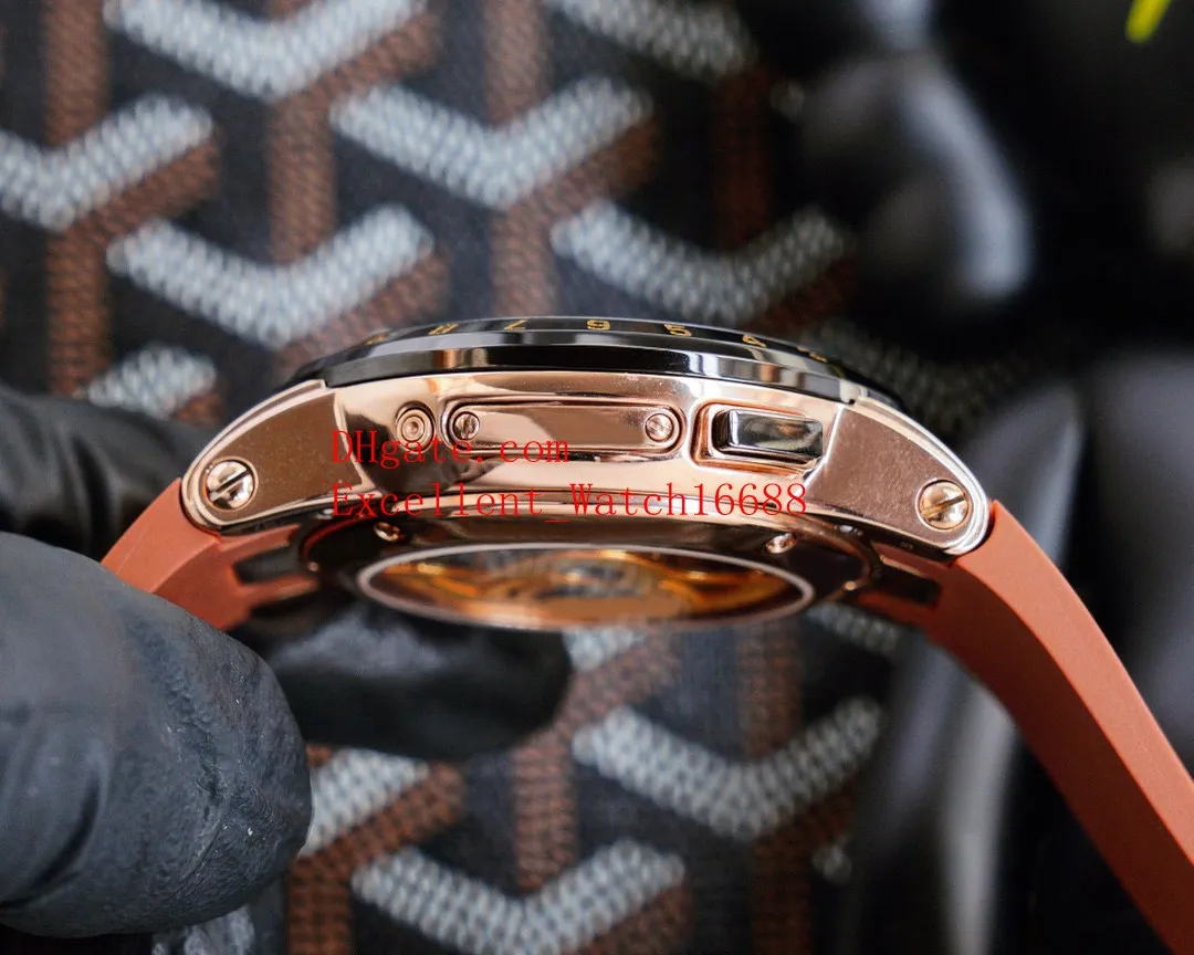 Fashion Mens Wristwatches 43 mm 326-00 18k Rose Gold Automatic Mechanical El Toro Perpetual Calendar GMT MULTI-FUNCTIONS259e