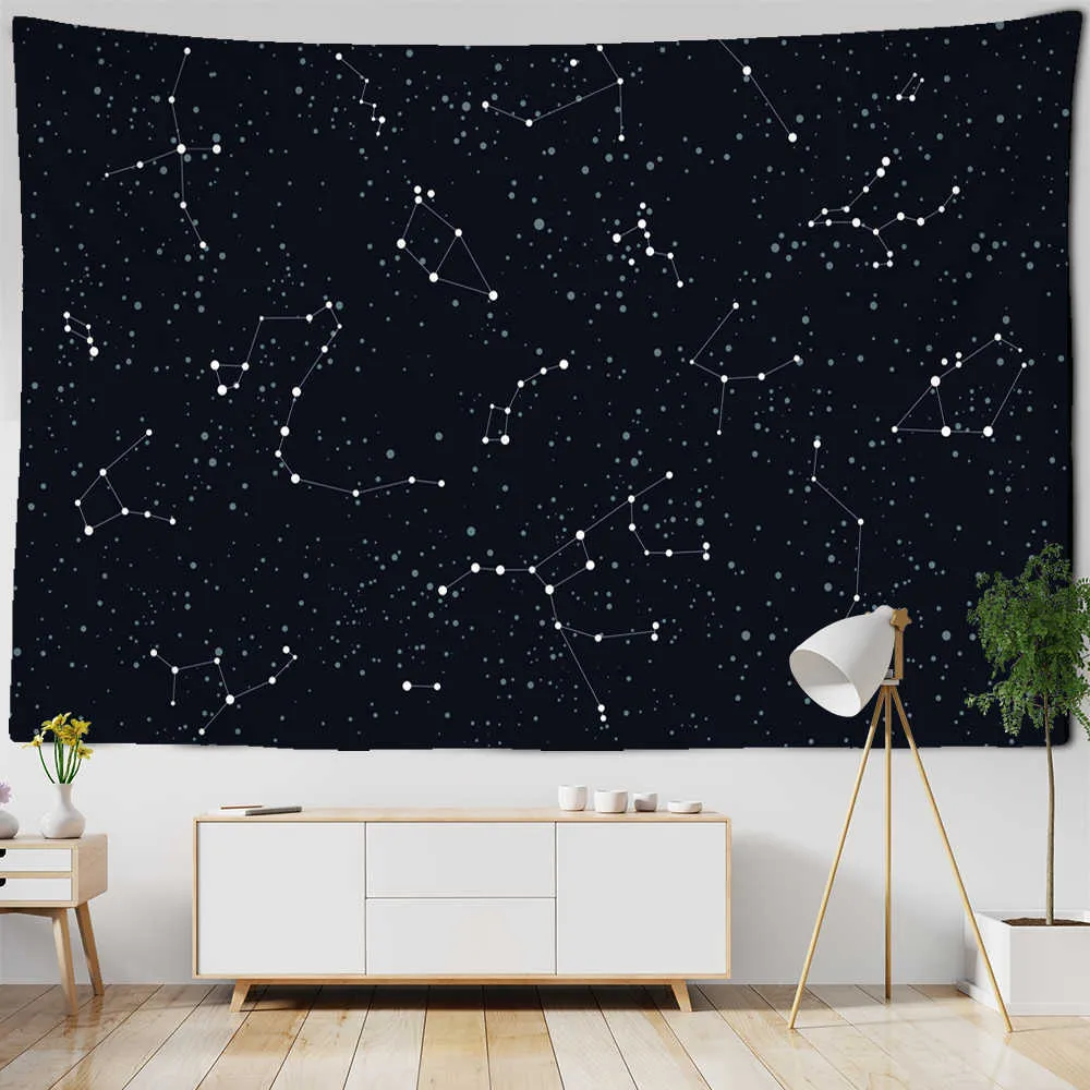 Universo nero Cielo stellato Arazzo da parete Galassia Tapiz psichedelico Stregoneria Astrologia Copriletto Coperta da spiaggia Decorazioni la casa 210609