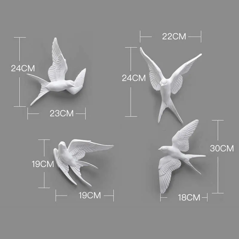 Nordic Creativo Bianco Resina Figurine di Uccelli Decorazione Della Casa Artigianato D'arte Soggiorno Scaffali Ornamenti della Festa Nuziale 210924