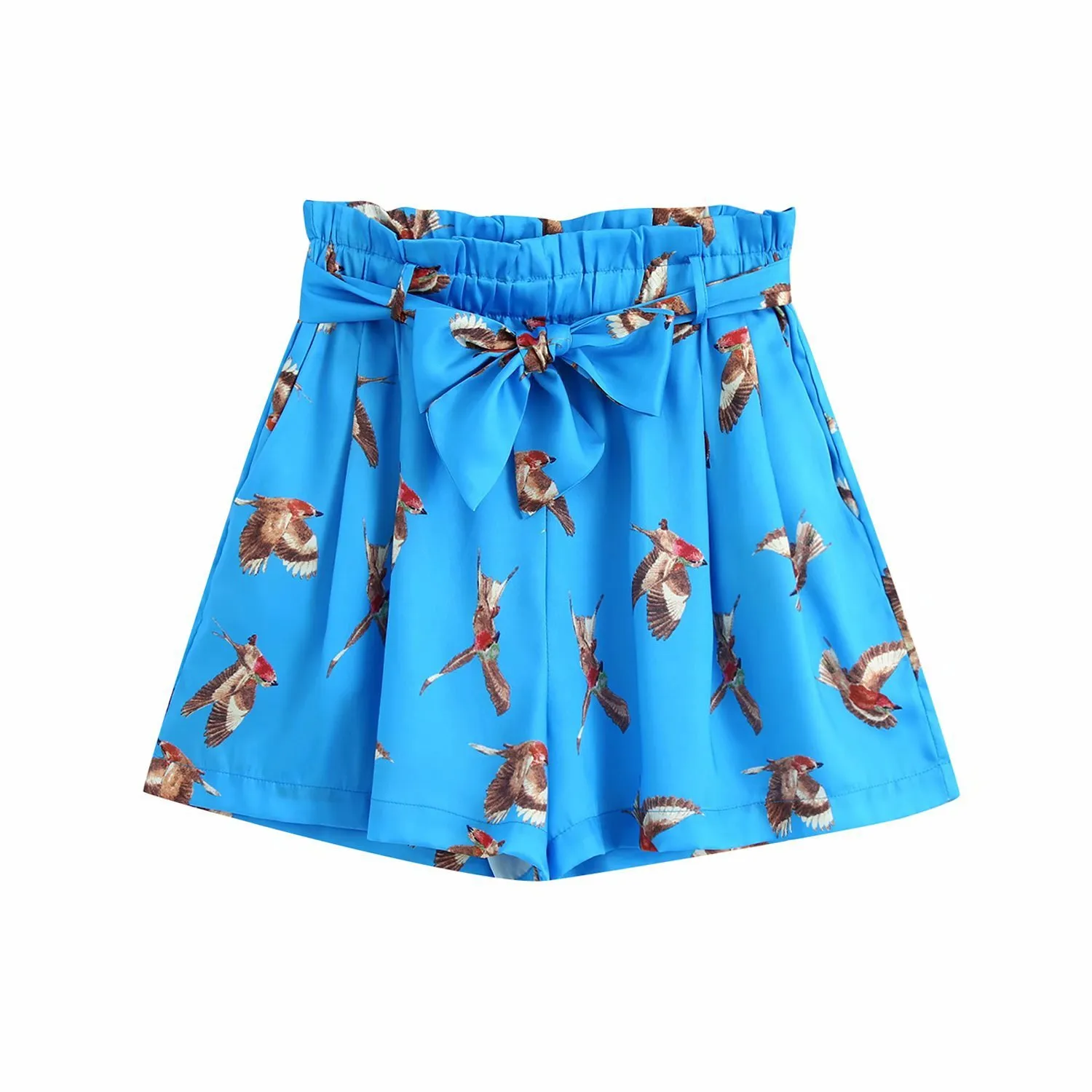 Foridol Neon Blue Women Set Animal Print Satin Två Pieces Top Shorts Suits Oversized Summer Set Kvinnors Kläder Matchning Set 210415