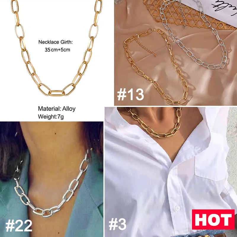 17KM Big Chain Choker Necklaces For Women Men Vintage Geometric Gold Necklace Chunky Thick Fashion Female Jewelry Wedding Gift