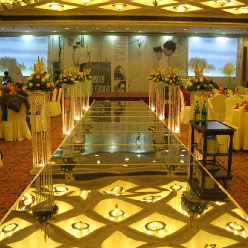 Carpets 10 mètres Miroir de mariage Carpet T Stage Tapis de coureur d'allée argentée blanche pour décorations de fond de fête 0 12 mm212k