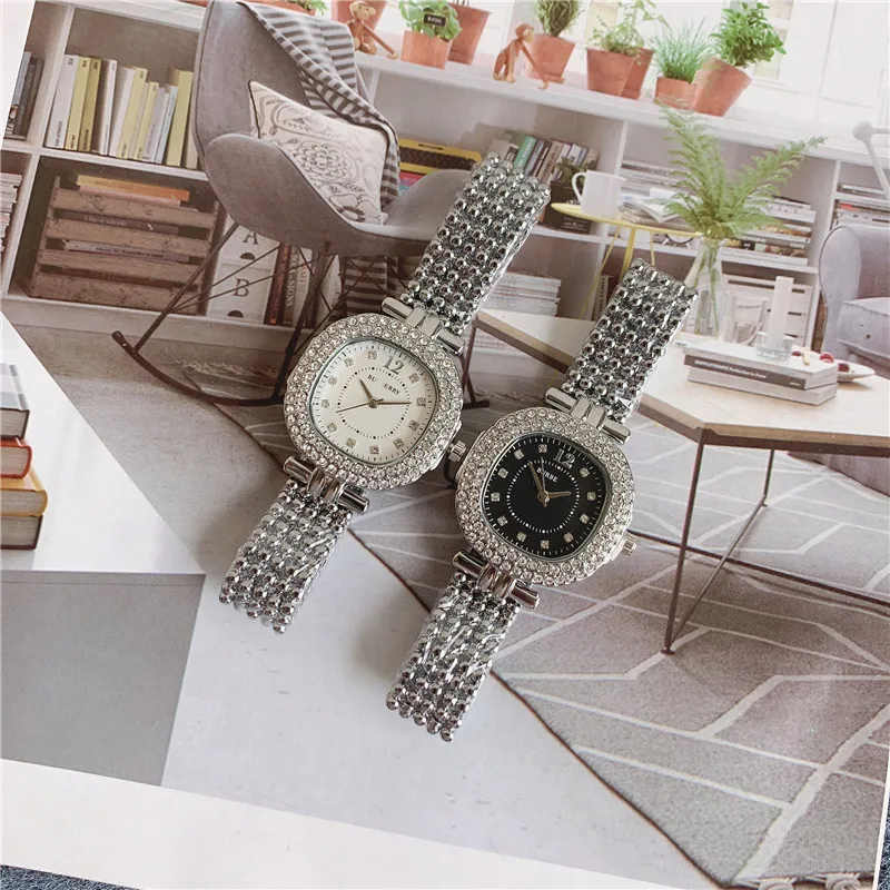 Top Brand Orologi Donna Ragazza orologio da polso al quarzo con cinturino in acciaio stile quadrato in cristallo BUR02