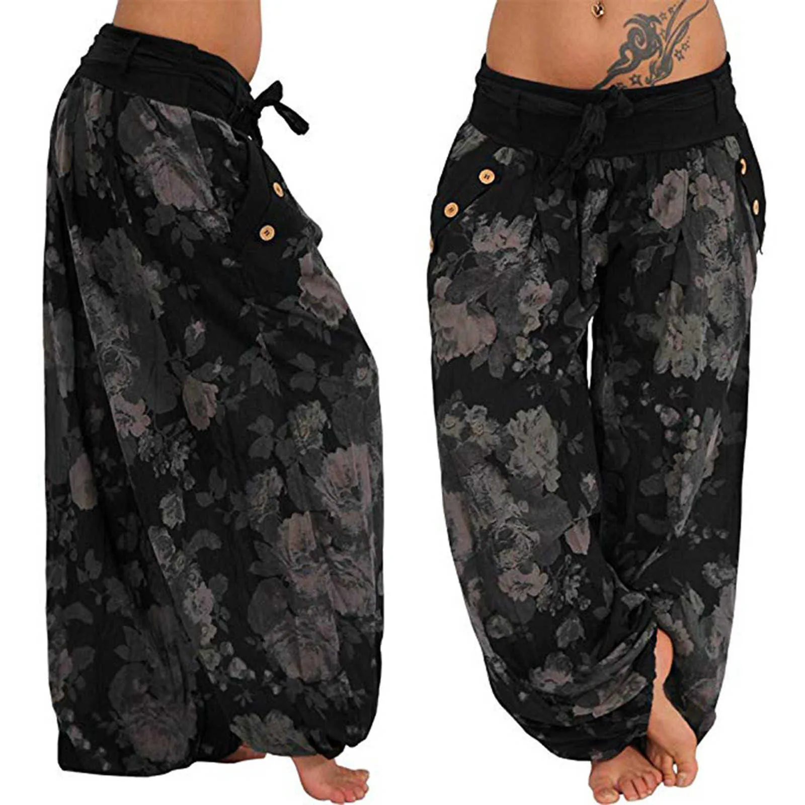 Grande taille grande taille Palazzo Joggers pantalons pour femmes pantalons de sport pour femmes pantalons à jambes larges pantalons de survêtement taille haute # F3 Q0801