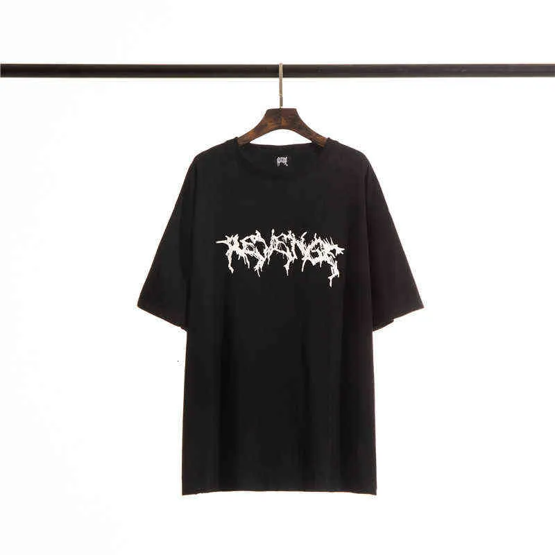 Summer 2022 Fashion Brand Revenge Horn Devil Roar Sketch High Street Men's and Women's Short Sleeved T-shirt