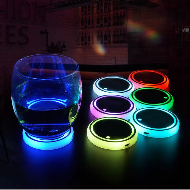 7 Farben Auto LED Getränkehalter Lichtmatten Auto Untersetzer