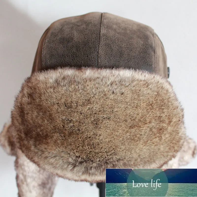 Bombare hattar vinter män varm rysk ushanka hatt med öronflik pu läder päls trapper mössa öronflap fabriksexpert design quali312l