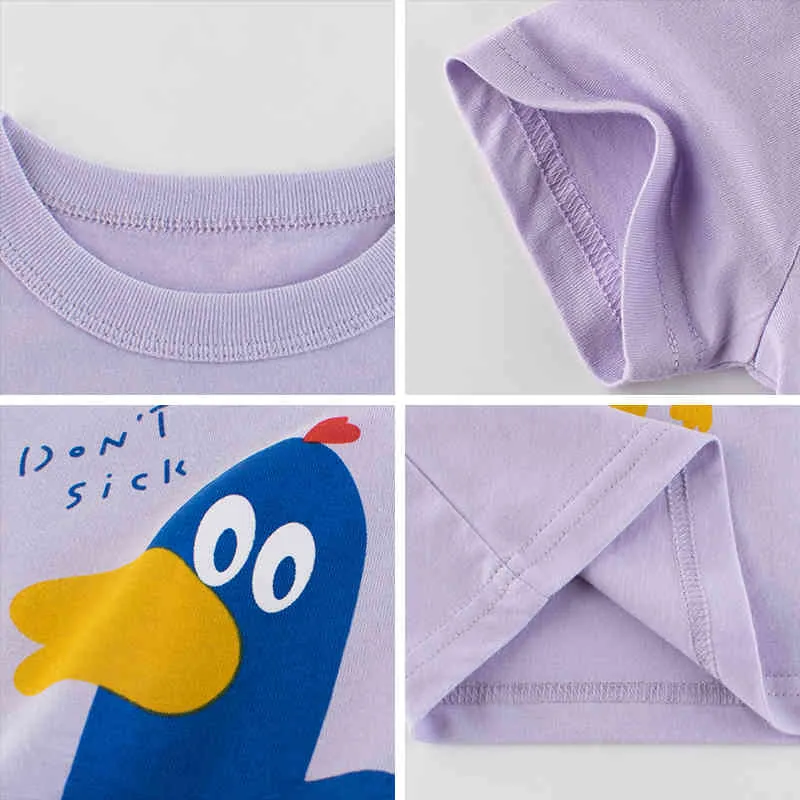 Bebek Kız Erkek Karikatür Hayvan Baskı T-Shirt Yaz Çocuklar Moda Tees Toddler Rahat Giysileri 2-7 Yıl 210429