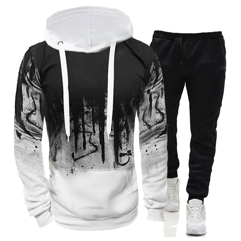 Men's Tracksuit Casual Camouflage Hoodies and Pants Two Piece Sets Outdoor Sweatshirt Set Fashion Jogging Suits Male Clothing 220215
